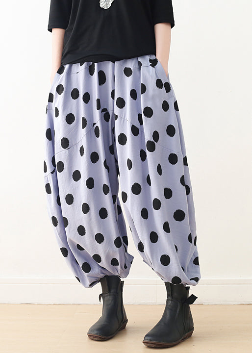 Organic wide leg pants Cotton clothes Women Shape blue dotted A Line pants spring