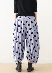 Organic wide leg pants Cotton clothes Women Shape blue dotted A Line pants spring