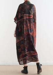 Original Design Polo Neck Print Chiffon Robe Summer - SooLinen