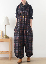 Original design worsted Jumpsuit British Classic Black Plaid Jumpsuit - SooLinen