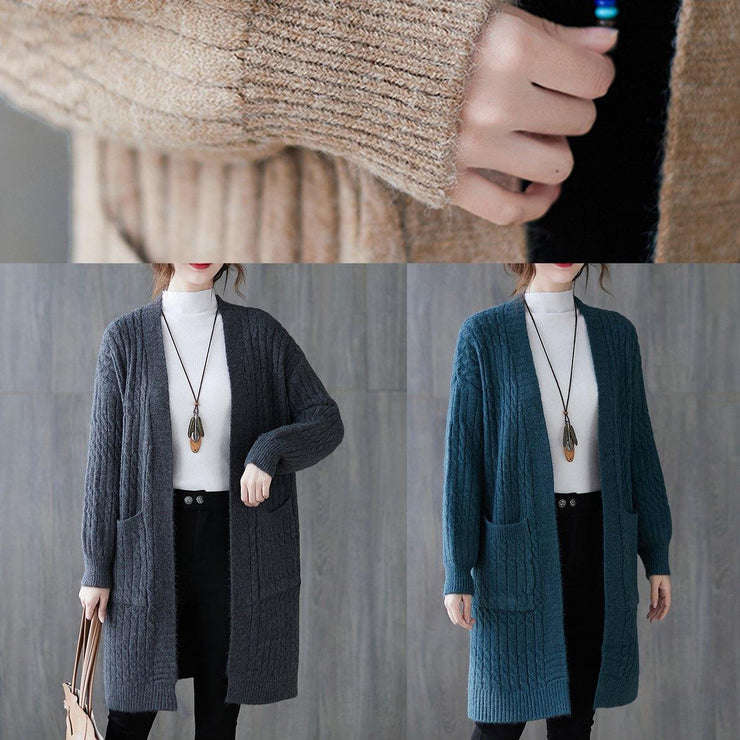 Oversized black knit cardigans fall fashion pockets baggy knit sweat coats - SooLinen