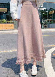 Pink high waist fashion Knit Skirt Winter