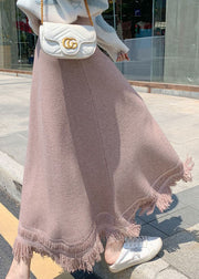 Pink high waist fashion Knit Skirt Winter