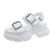 Platform White Hiking Sandals Buckle Strap Platform best sandals for walking - SooLinen