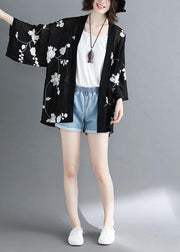 Plus Size Black Bat Wing Sleeve Summer Long Sleeve Cardigans - SooLinen