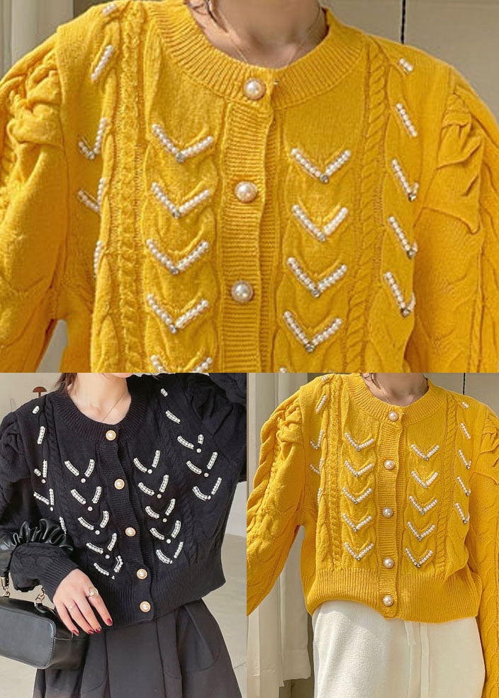 Plus Size Black Button fashion Knit Cardigan Spring