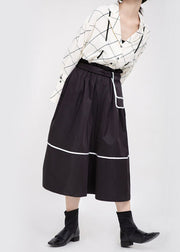 Plus Size Black High Waist Patchwork low high design Fall Skirt