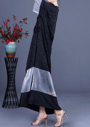 Plus Size Black Jacquard Patchwork Silk Cardigans Long - SooLinen