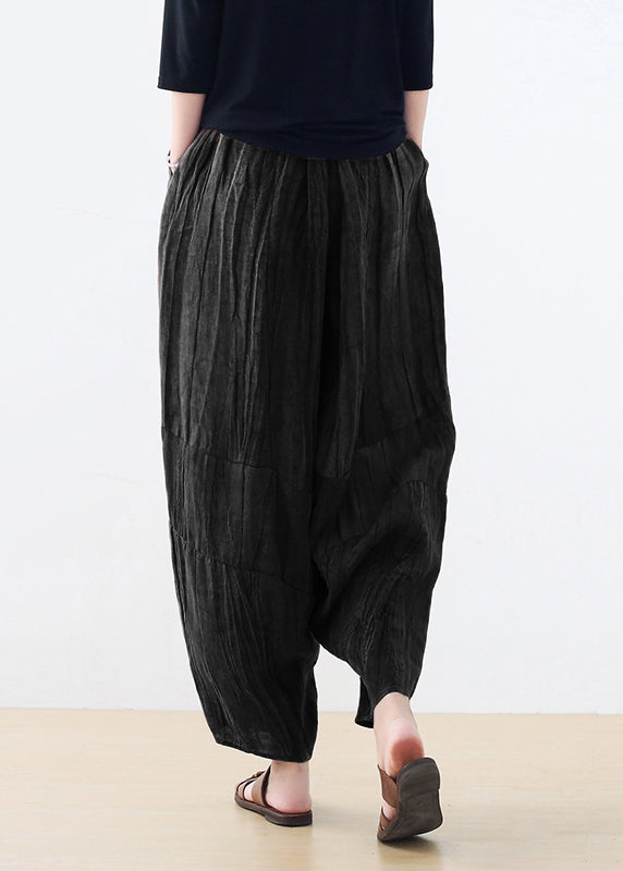 Plus Size Black Pockets Linen Harem Pants Summer