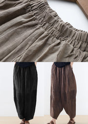 Plus Size Black Pockets Linen Harem Pants Summer