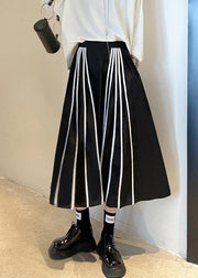 Plus Size Black Striped High Waist A Line Summer Skirts - SooLinen