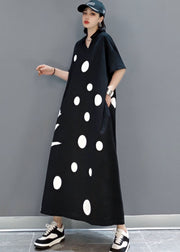 Plus Size Black V Neck dot a line skirts Half Sleeve