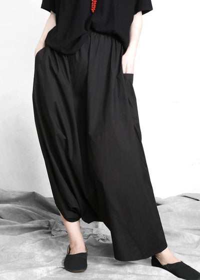 Plus Size Black asymmetrical design Elastic Waist Summer Linen Skirts - SooLinen