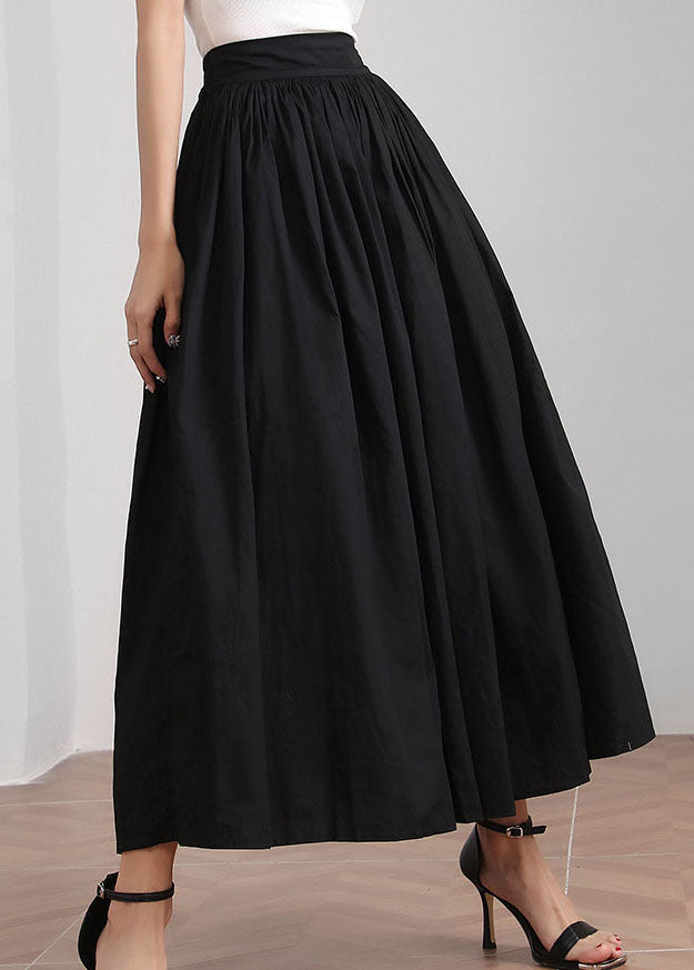 Plus Size Black elastic waist Cinched Skirts Spring