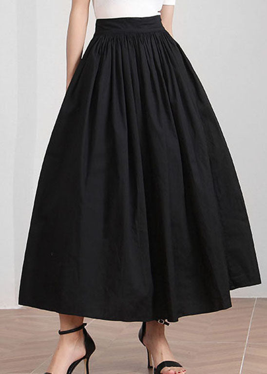 Plus Size Black elastic waist Cinched Skirts Spring