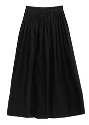 Plus Size Black elastic waist Cinched Skirts Spring