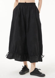 Plus Size Black elastic waist Patchwork Skirt Spring