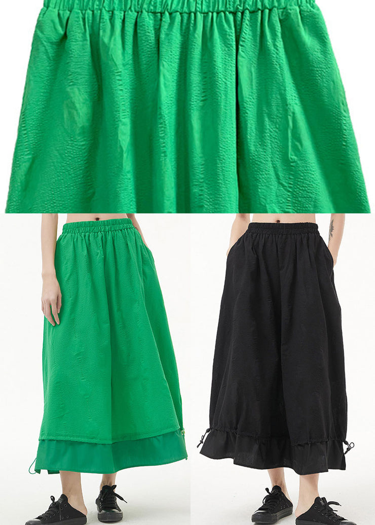 Plus Size Black elastic waist Patchwork Skirt Spring