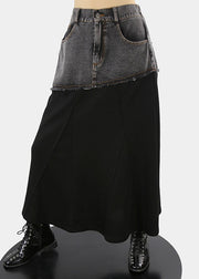 Plus Size Black elastic waist Pockets A Line Skirts Spring