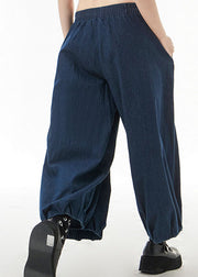 Plus Size Blue Pockets Patchwork harem Pants Spring