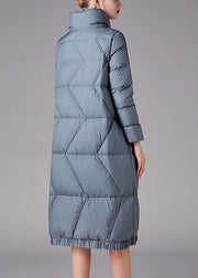 Plus Size Blue zippered Pockets Winter Duck Down Coats