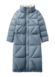 Plus Size Blue zippered Pockets Winter Duck Down Coats