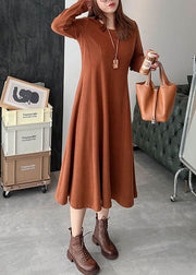 Plus Size Brown warm Velour Dresses Winter