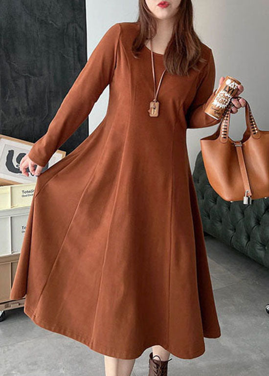 Plus Size Brown warme Velourskleider Winter