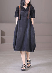 Plus Size Denim Blue Original Design Cotton Strap Long Dresses Summer