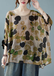 Plus Size Green O-Neck Dot Half Sleeve Shirts