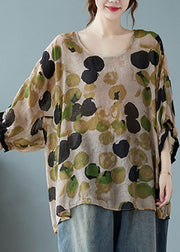 Plus Size Green O-Neck Dot Half Sleeve Shirts