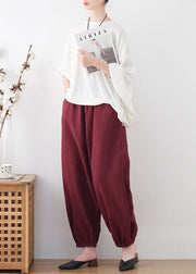 Plus Size Mulberry High Waist Pockets Linen Harem Pants Summer