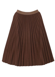 Plus Size Natural Chocolate thick pleated skirt Winter