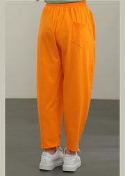 Plus Size Orange Pockets Harem Pants Summer - SooLinen