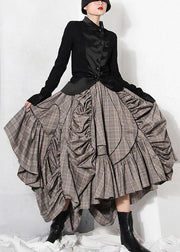 Plus Size Plaid Asymmetrical design Cinched Summer A Line Skirt - SooLinen