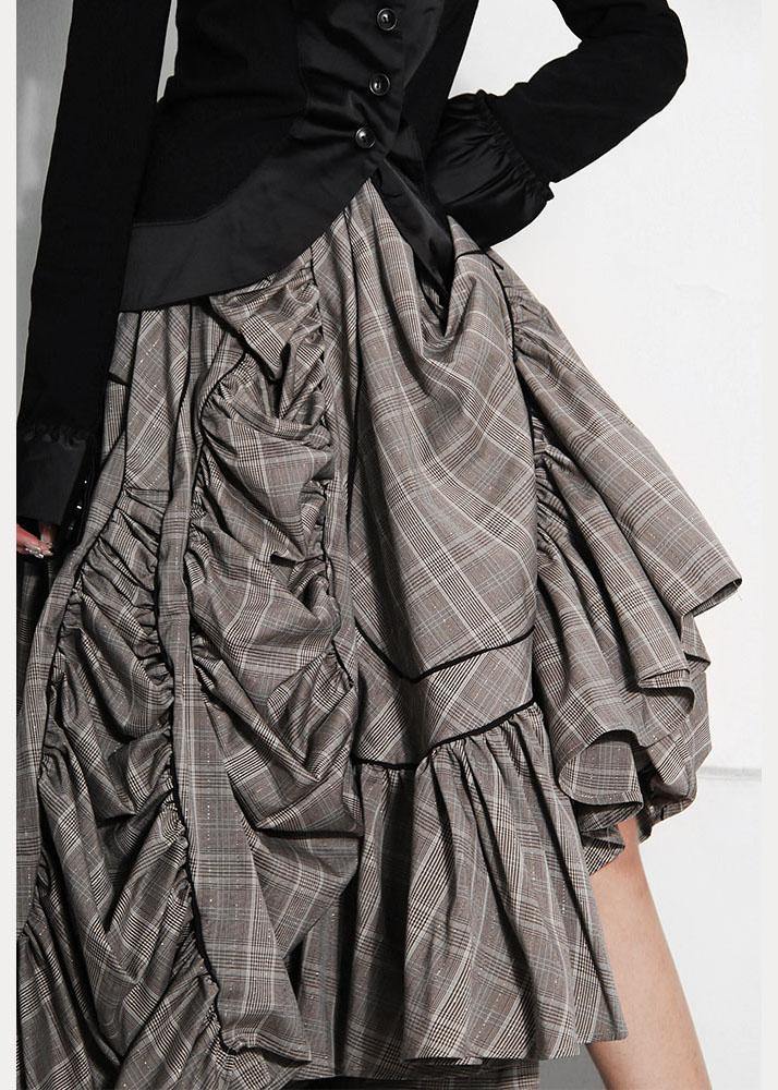 Plus Size Plaid Asymmetrical design Cinched Summer A Line Skirt - SooLinen