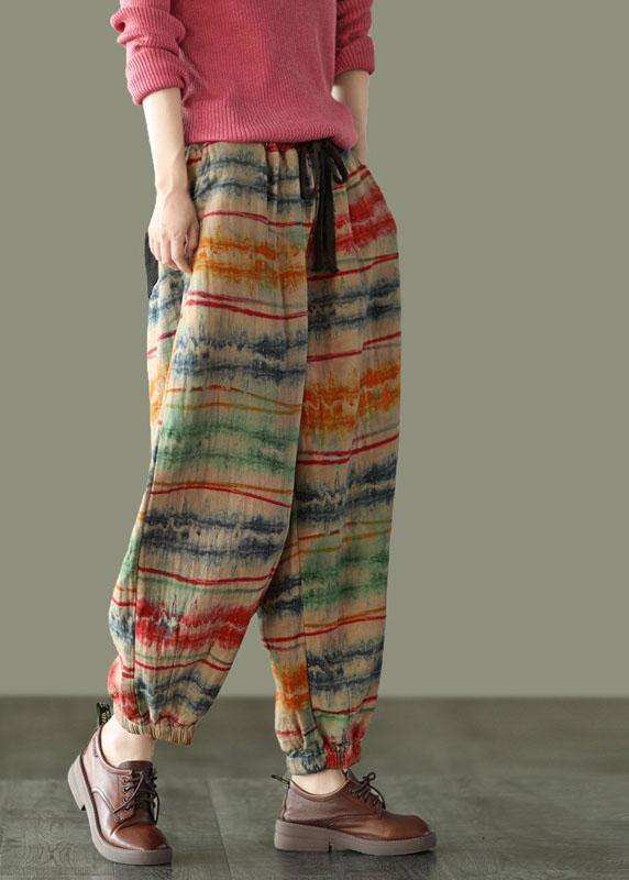 Beautiful Sunset Print Fall Linen Harem Pants-Limited Stock - SooLinen