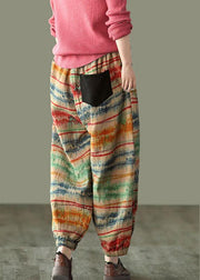 Beautiful Sunset Print Fall Linen Harem Pants-Limited Stock - SooLinen