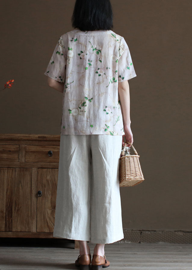 Plus Size Solid Linen Colour White Elastic Waist Pockets Linen Wide Leg Pants Summer