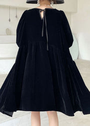 Plus Size Unique Black pleated skirt Velour Winter