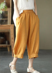 Plus Size White Pockets Harem Summer Pants Linen - SooLinen