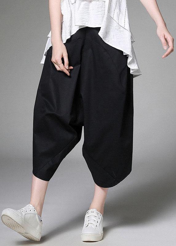 Plus Size White Pockets Patchwork Cotton Casual Harem Pants - SooLinen