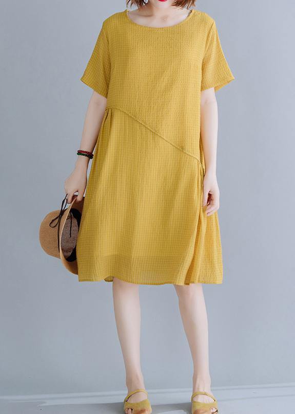 Plus Size Yellow asymmetrical design Maxi Summer Chiffon Dress - SooLinen