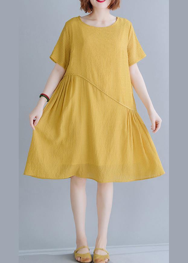 Plus Size Yellow asymmetrical design Maxi Summer Chiffon Dress - SooLinen