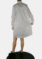 Plus size White Peter Pan Collar button shirt Dress Spring