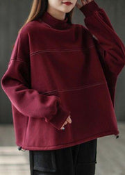 Purple Red thick Warm Fleece Casual Sweatshirts Top Winter