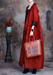 Red Satin Trenchcoats asymmetrische Design-Taste Frühling