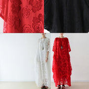 Red roses tulle chiffon caftans maxi dresses causal gown plus size clothing