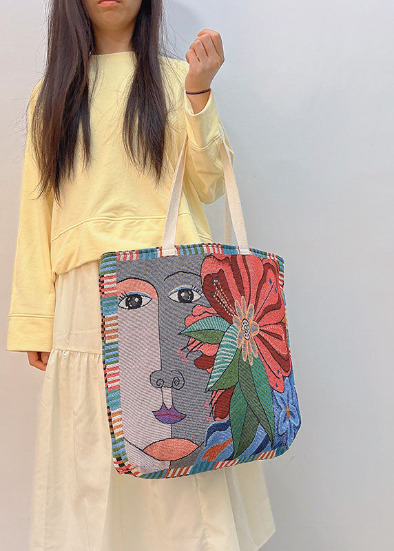 Retro Abstract illustration Canvas Satchel Handbag