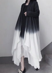 Retro Irregular Double Layer Gradient Cape Coat - SooLinen